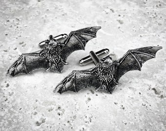 Bats Cufflinks. Antiqued Pewter Bat Cufflinks