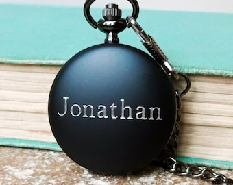 Personalized  Pocket Watch with Engraved Name. Fathers Day Gift, Groomsmen Gifts, Best Man or Wedding Party Gifts