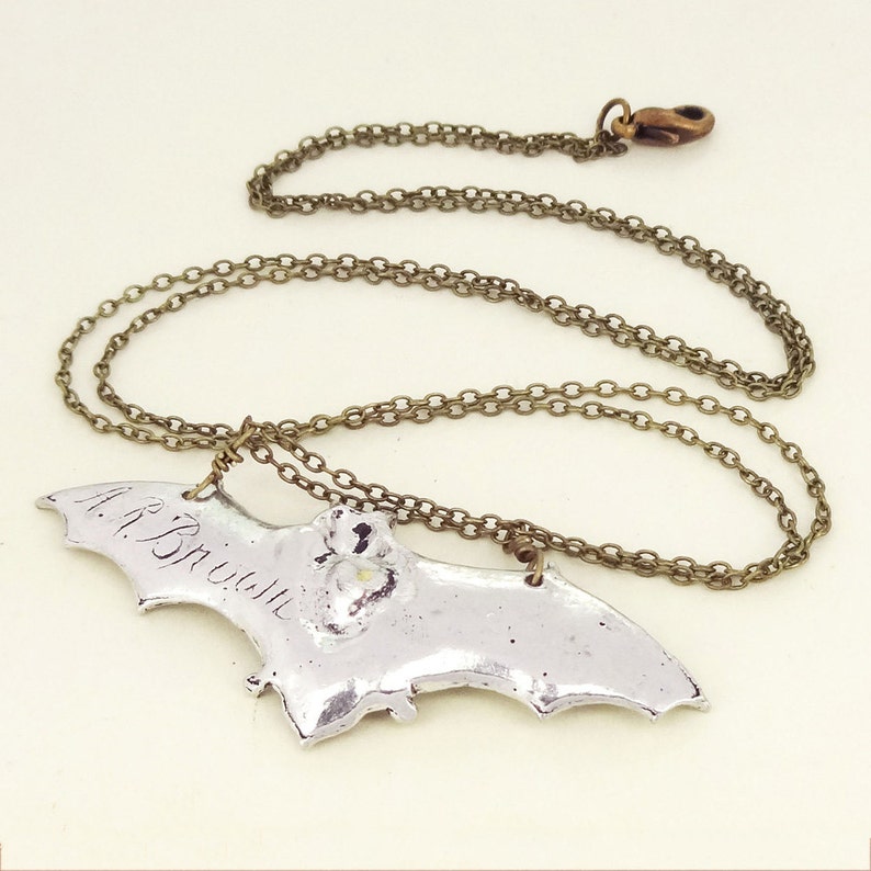 Bat Necklace. Antiqued Pewterand Antiqued Bronze chain Etsy