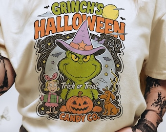 Grinch Halloween png, Trick or Treat Grinch Png, Grinchy Halloween - PNG Hi-Resolution Digital Download, Sublimation design, Halloween