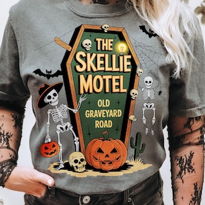 Skellie Motel Funny Halloween PNG Funny Skeleton Halloween Fall Png Halloween Humor Vintage design Png Trendy Halloween shirt Png ORIGINAL