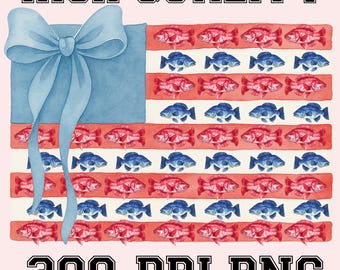Fish American Flag Png, 4th of July Png, Fish America Coquette Png, Memorial Day PNG, Girly USA Png, Independence Day png, Patriotic png