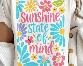 Sunshine State Of Mind PNG ,beach png design Retro Flowers Summer Sublimation, Popular Trendy Summer, Sunshine Png, Preppy Summer Design Png