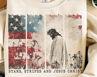 Stars and stripes and Jesus Christ Png, 4th of July png, christian religious faith, Red white blue USA 4th July, Independence patriotic