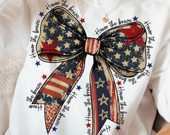 Coquette American Png, Honor the brave png, Memorial Coquette Bow Png, 4th of July png, America Png, Freedom png, American Flag png,soldier