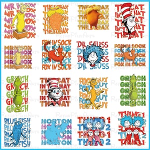 Dr Suess Png Bundle, Dr.Suess Png Sublimation, Dr.Suess Day Png, Dr. Suess Bundle, Read across America, Teacher Png, Teacher Life Png