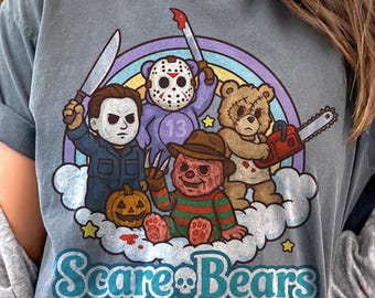 Scary Care Scare Bears Funny Halloween Horror Faces Png, Horror Movie Characters Png, Horror Png, Halloween Png, Vintage Design, HALLOWEEN
