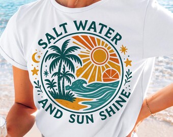 Água Salgada E Brilho Do Sol Png, Design De Sublimação, Verão Png, Praia Retro Png, Tropical Png, Design De Camiseta, Download Instantâneo Png, DTF
