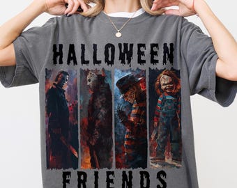 Halloween Friends png, Horror Characters png, Womens Scary Crewneck Png ,Halloween Party Design,Retro Halloween Horror Design, Sublimation