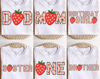 Strawberry Family PNG Bundle, Berry First Birthday PNG, Mom and Dad Berry First Birthday Png, 1st Birthday Party, One Pattern
