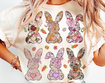 Coquette Easter Bunny Floral png, Easter Bunny png, Coquette Easter png, Retro Easter png, Girly Easter Kids Bow, Bunny png, Spring Floral