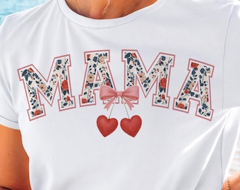 Cherry Bow Coquette Mama PNG, Mom Coquette Png, Soft Girl Aesthetic Shirt Sublimation Design, Mother's Day Girly Ribbon PNG Digital Download