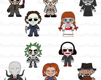 Mini Horror Figures Bundle Halloween Horror SVG Horror Friends svg Personaggi horror svg Halloween svg Download immediato, Chucky