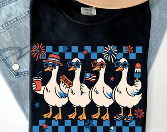 4th Of July Goose PNG, Zabawny 4th of July Png, Retro Patriotyczny Czwarty Lipca Png, Słodka Koszulka American Goose, America Png, Plik Sublimacji