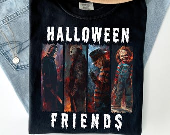 Halloween Friends png, Horror Characters png, Womens Scary Crewneck Png ,Halloween Party Design,Retro Halloween Horror Design, Sublimation