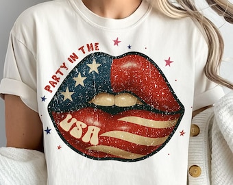 Retro Party in der USA PNG USA Flagge Groovy Amerika Retro Fourth of Juli Lustiger 4