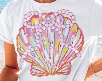 Seashell PNG Coquette Summer Beach Coastal Hawaii Preppy Beach Digital Design Cute Beachy Vibes Preppy Coastal Neon Seashell With Bow
