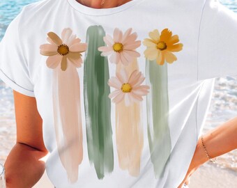 Spring Floral Brushstrokes Design | Digital Download | PNG File | Sublimation and DTF Design | Hand Painted Flowers Spring Summer