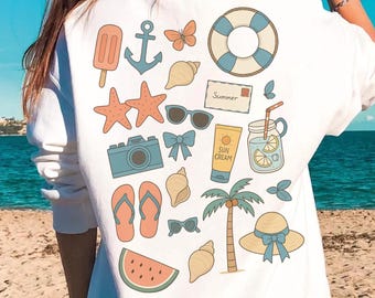 Coastal Coquette PNG, Summer Vibes Png, Beach Png, Seashell Png, Vintage Summer Png, Retro Summer Png, Vacation Png, Girls Trip Png