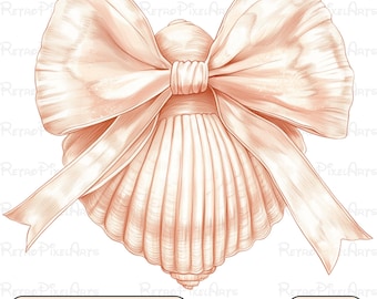 Coquette Seashell PNG, Beach Png, Coastal Png, Retro Summer Png, Summer Vibes Png, Summer Coquette Png, Vintage Summer Png, Girls Trip Png