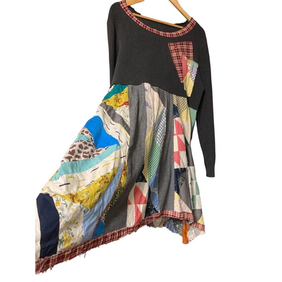 Handmade Upcycled Quilt Patchwork Tunic Dress XL:… - image 3