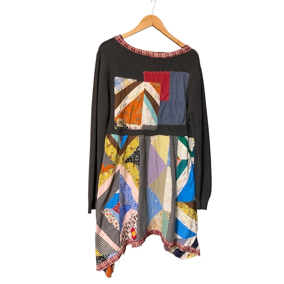 Handmade Upcycled Quilt Patchwork Tunic Dress XL:… - image 1