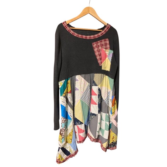 Handmade Upcycled Quilt Patchwork Tunic Dress XL:… - image 2