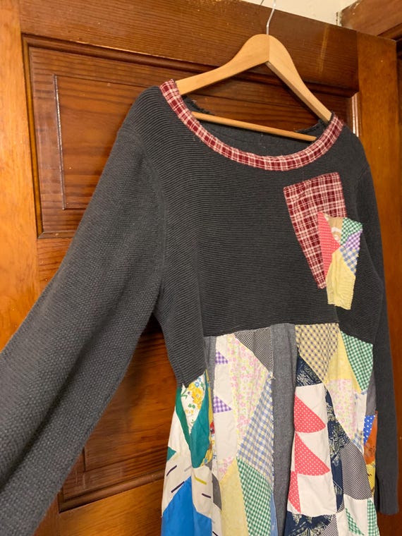 Handmade Upcycled Quilt Patchwork Tunic Dress XL:… - image 10