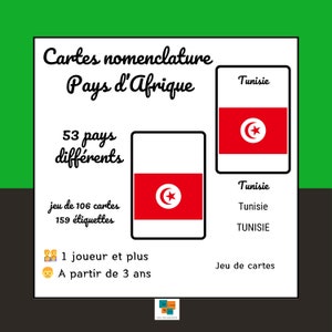Flash Cards Africa Nomenclature cards game learning vocabulary Montessori IEF