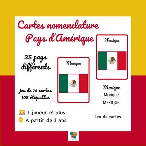Flash Cards Amérique Cartes nomenclature jeu apprentissage vocabulaire Montessori IEF