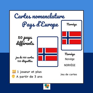 Flash Cards Europe Cartes nomenclature jeu apprentissage vocabulaire Montessori IEF