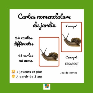 Flash Cards jardin Cartes nomenclature jeu apprentissage vocabulaire Montessori IEF