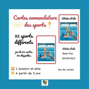 Flash Cards Sport Cartes nomenclature jeu apprentissage vocabulaire Montessori IEF