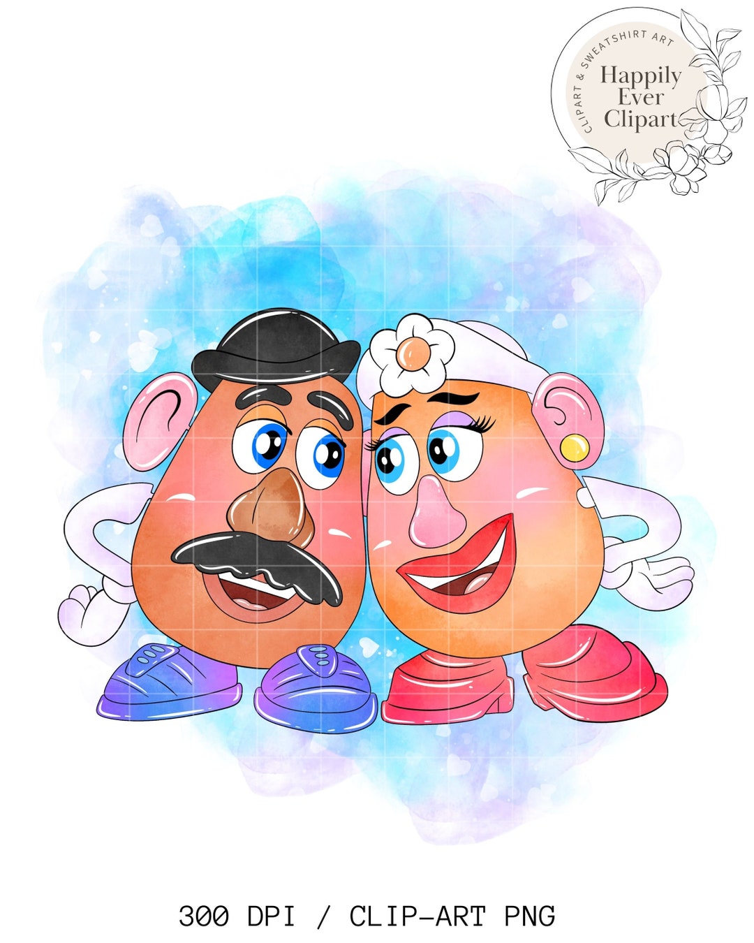 Watercolour Toy Story Clipart / Mr & Mrs Potato Head 300 Dpi Digital ...