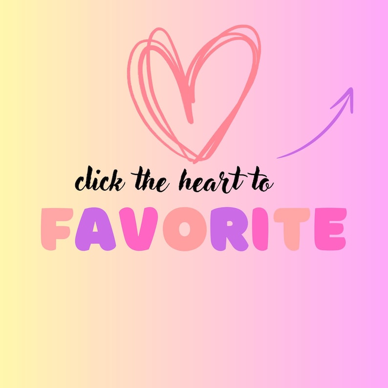 Op de afbeelding: Een roze hart met een pijl die erop wijst. De tekst "click the heart to FAVORITE" staat onder het hart.