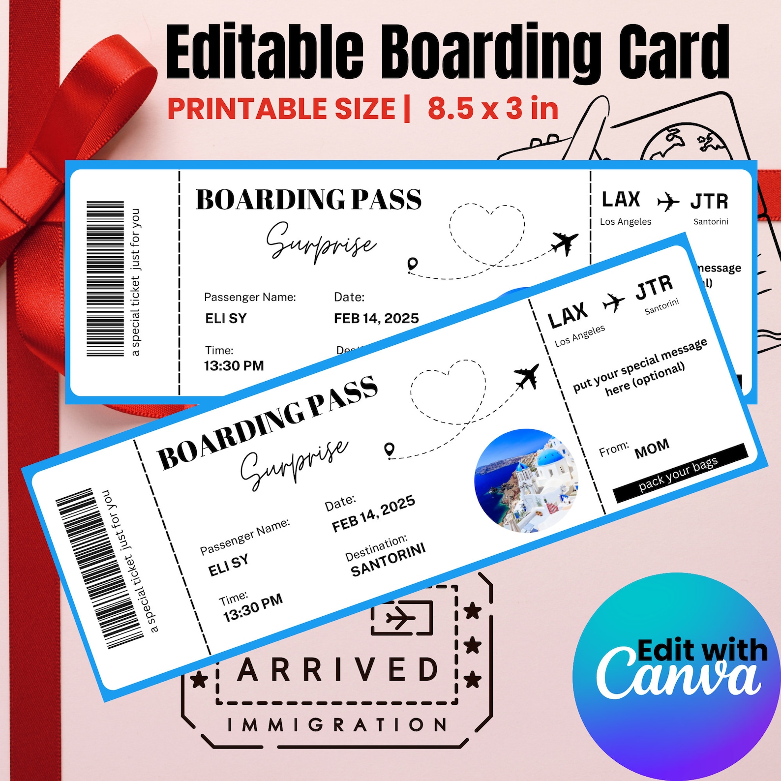 Editable Boarding Pass Canva Template Surprise Trip Reveal Boarding Editable Boarding Pass Canva Template Surprise Trip Reveal Boarding