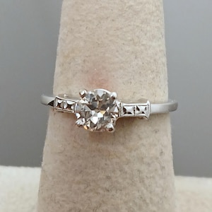 Antique Art Deco Diamond Engagement Ring 0.65ct., Old European Cut Diamond Ring