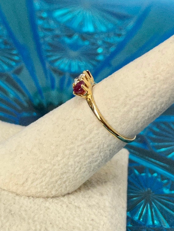 Diamond and Ruby Ring 14k Yellow Gold, Three Ston… - image 6