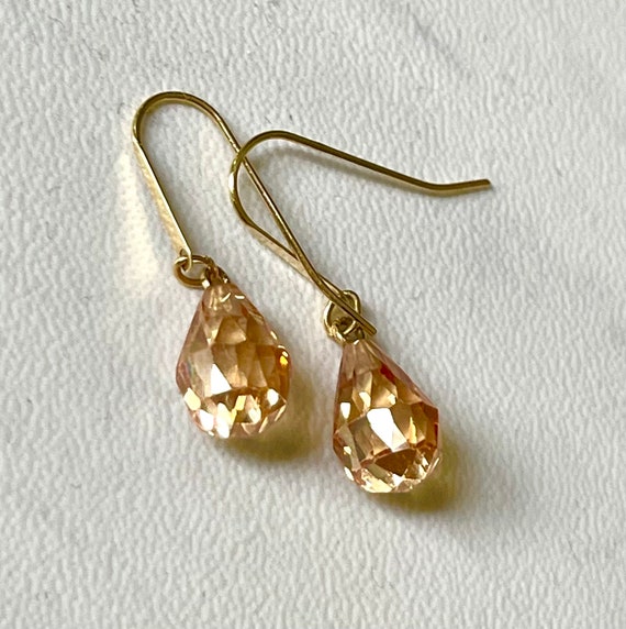 Citrine Briolette 14k Yellow Gold Dangle Earrings