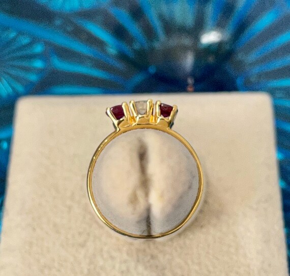 Diamond and Ruby Ring 14k Yellow Gold, Three Ston… - image 2