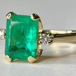 3.50 Ct Colombian Emerald Ring 18k Gold, Colombian Emerald  Engagement Ring
