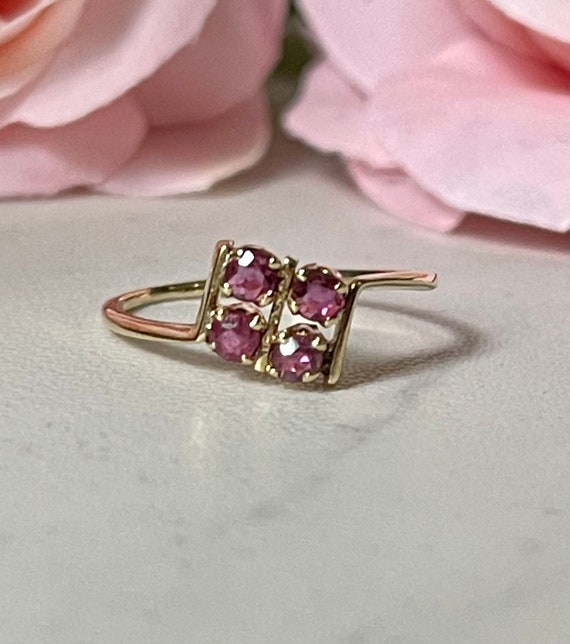 Antique Ruby Ring 14k Rose Gold, Art Deco Ruby Ri… - image 1