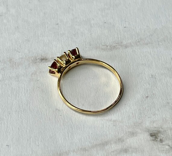 Diamond and Ruby Ring 14k Yellow Gold, Three Ston… - image 4