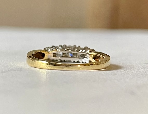 14K 3 Stone Diamond Ring - Two Tone Gold Three St… - image 3