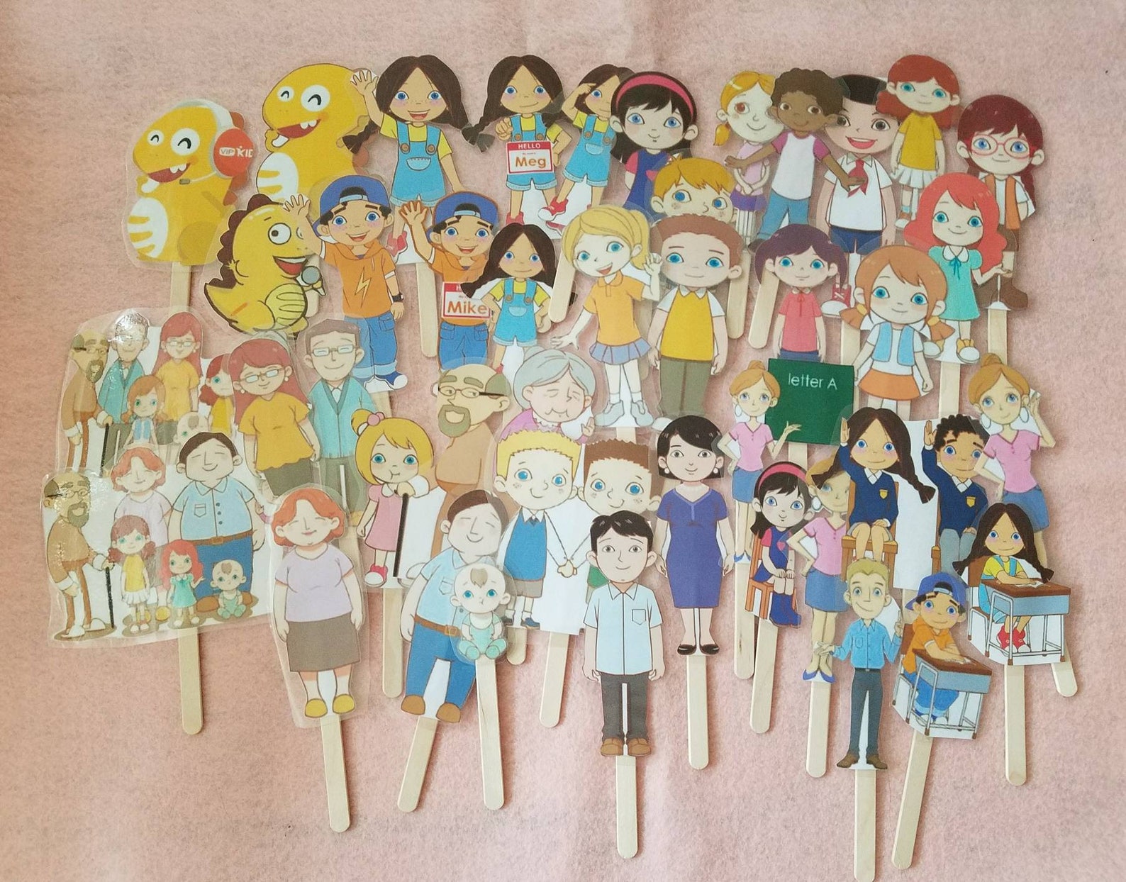 VIPKID teaching props Laminated main Character props | Etsy