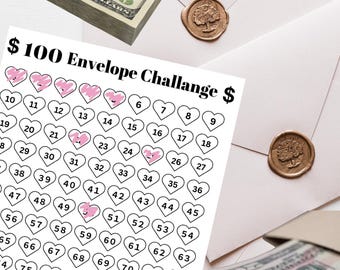 Utskrivbar 100-kuvertutmaning Digital nedladdning Pengarbesparande utskrift