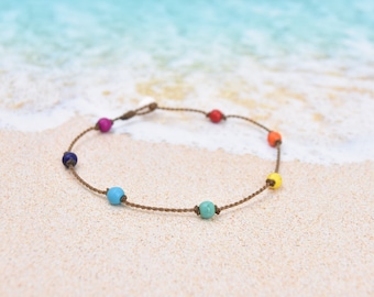 Rainbow Howlite Princess Anklet and Bracelet Handspun ROPE