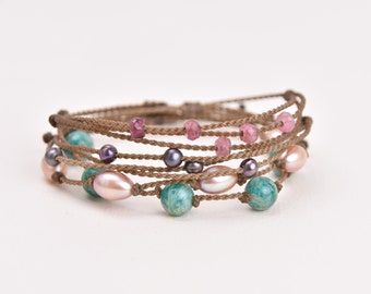 Siren Song Bracelet Stack - hand-spun ROPE collection - waterproof - Tula Blue - one-size-fits-all