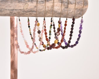 Pebble Necklace + Red Tones- hand-spun ROPE collection - waterproof - Tula Blue - one-size-fits-all