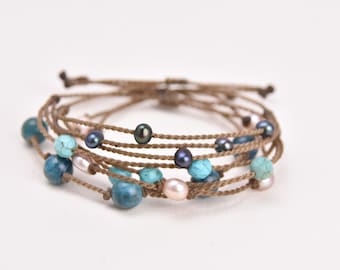 Midnight Swim Bracelet Stack - hand-spun ROPE collection - waterproof - Tula Blue - one-size-fits-all